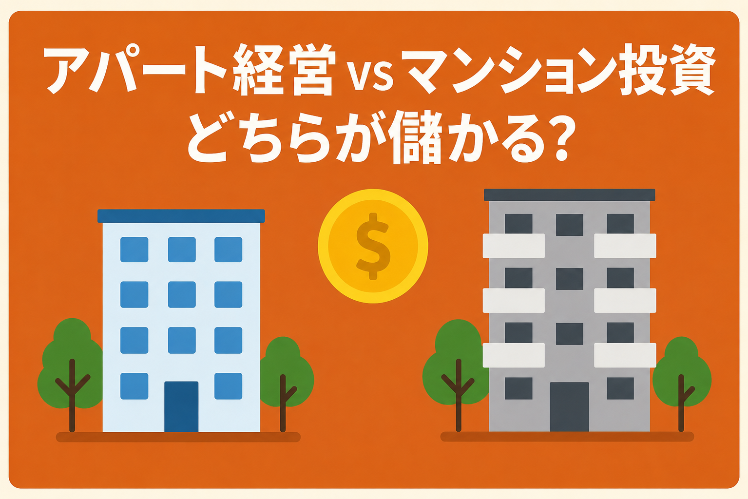アパート経営とマンション投資はどっちが儲かる?利回りと管理の手間を比較