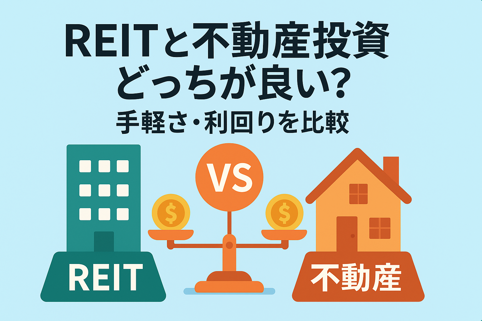 REIT(不動産投資信託)と実物不動産投資はどっちがおすすめ?手軽さと利回り比較