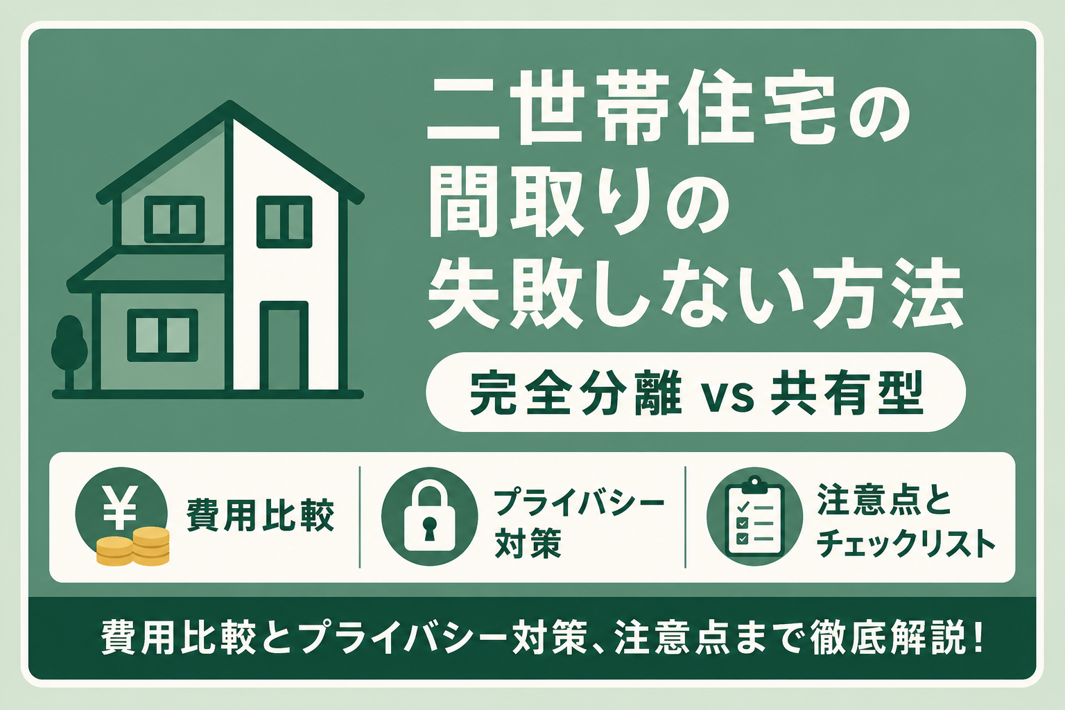 二世帯住宅の失敗しない間取り｜完全分離と共有型の費用比較とプライバシー対策