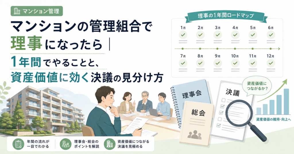 マンションの管理組合で理事になったら｜1年間でやることと、資産価値に効く決議の見分け方