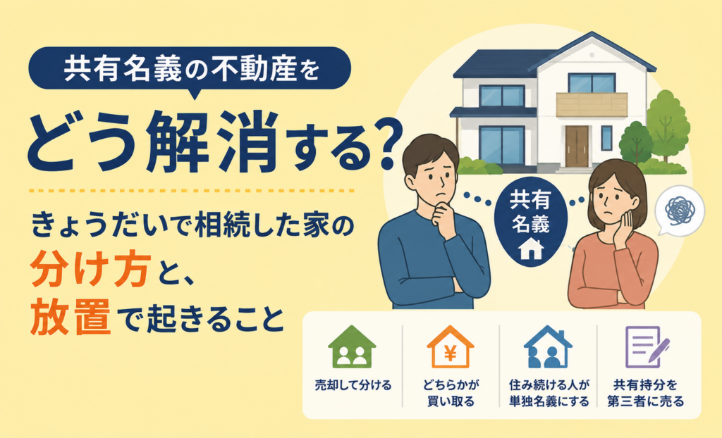 共有名義の不動産を解消する方法と持分売却・相続・分割の注意点