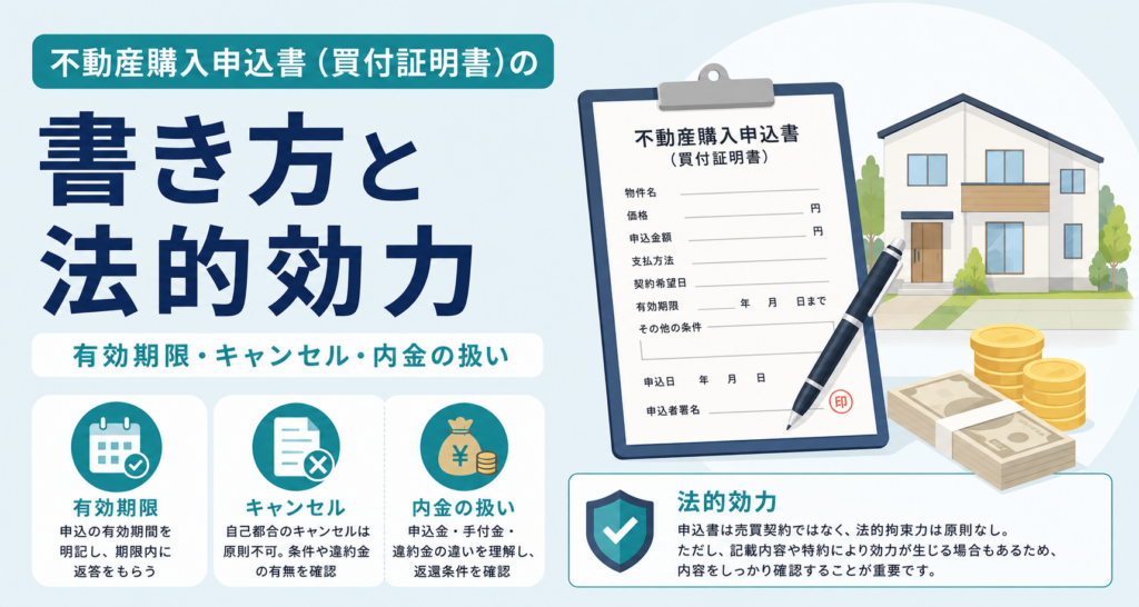 不動産購入申込書（買付証明書）の書き方と法的効力｜有効期限・キャンセル・内金の扱い